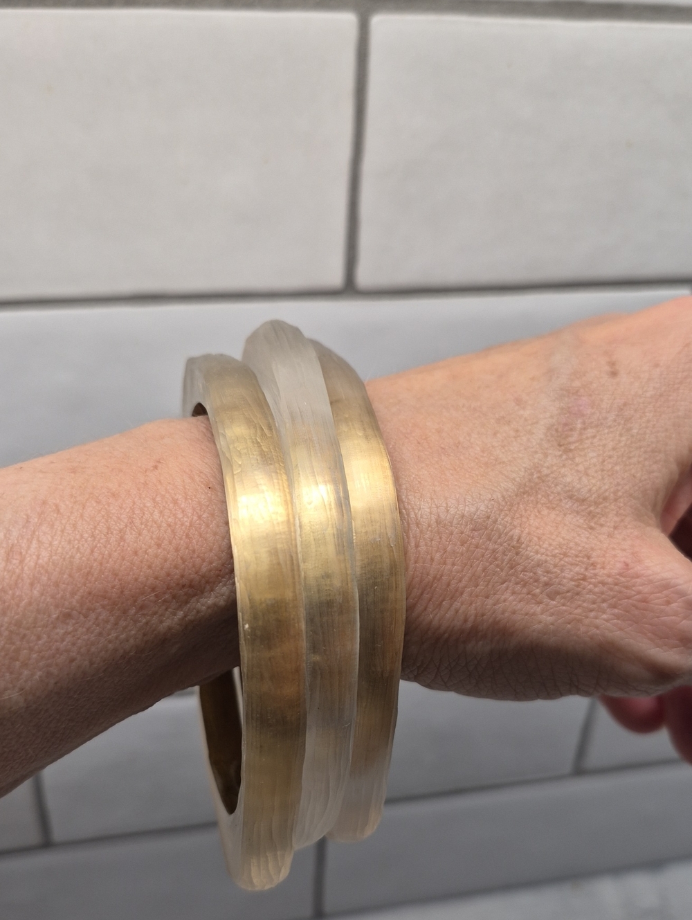 Akexis Bitrar Gold Lucite Bracelets - Three